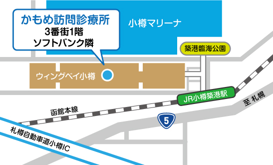 かもめ訪問診療所 小樽市築港11-3 ウィングベイ小樽三番街1F